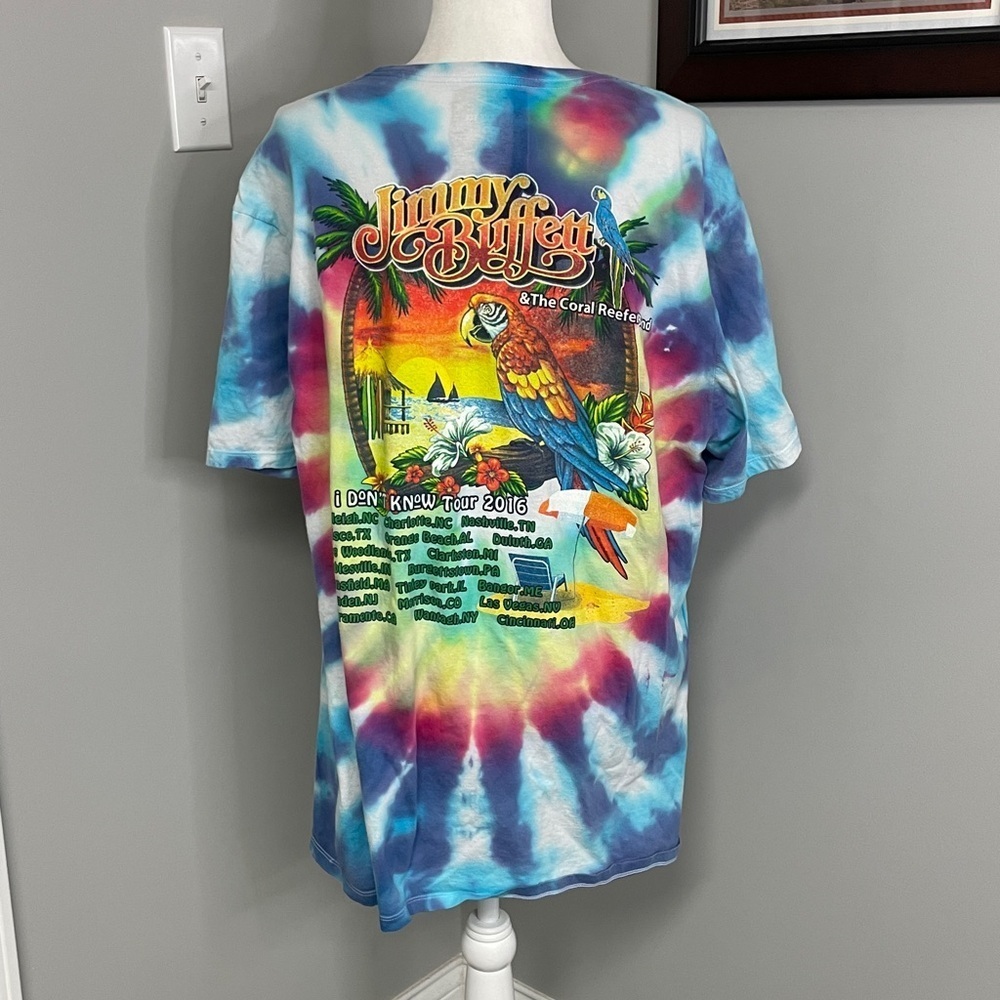 Jimmy Buffett | Tie Dye Concert Tour Shirt 2016 I Don't Know Tour Band Tee XXL - Picture 3 of 5
